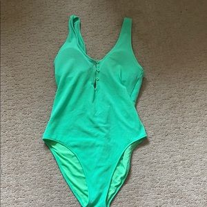Aerie ribbed scoop one peice swimsuit lime green